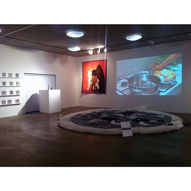 blog image 2 Photo: Eva Cookney. Featuring work of (from left to right) Eva Cookney, Rachel Wallace & Tania Olivares, Asuka Anastasia Ogawa, Moea Creugnet (film), Minami Takahashi (pizza installation).